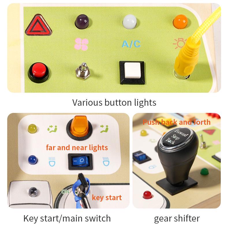 Children's Wooden Steering Wheel Puzzle - Montessori-Inspired Educational Busy Board for Simulated Driving and Intellectual Development
