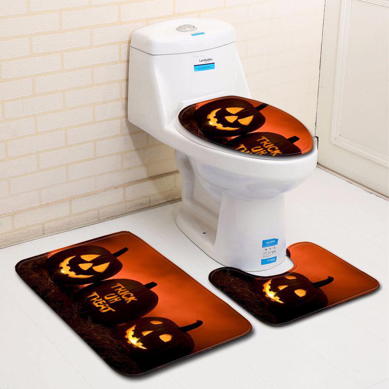 Halloween Bathroom Toilet Three-Piece Floor Mat Doormat Bathroom Carpet