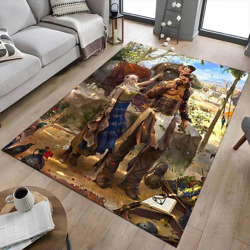 1pc Fire and Blood Office Carpet Chair Mats, Home Decor Mat Fantasy Theme Mat Durable Mat, Dragon Decor,Suitable for fantasy theme lovers