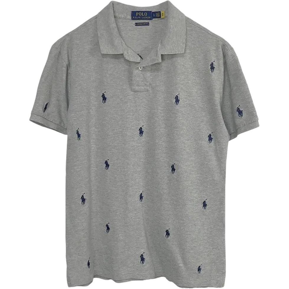 

Мужская футболка Polo Ralph Lauren с вышитым логотипом и принтом по всей поверхности, серый цвет MNPOKI1N820822020 XL