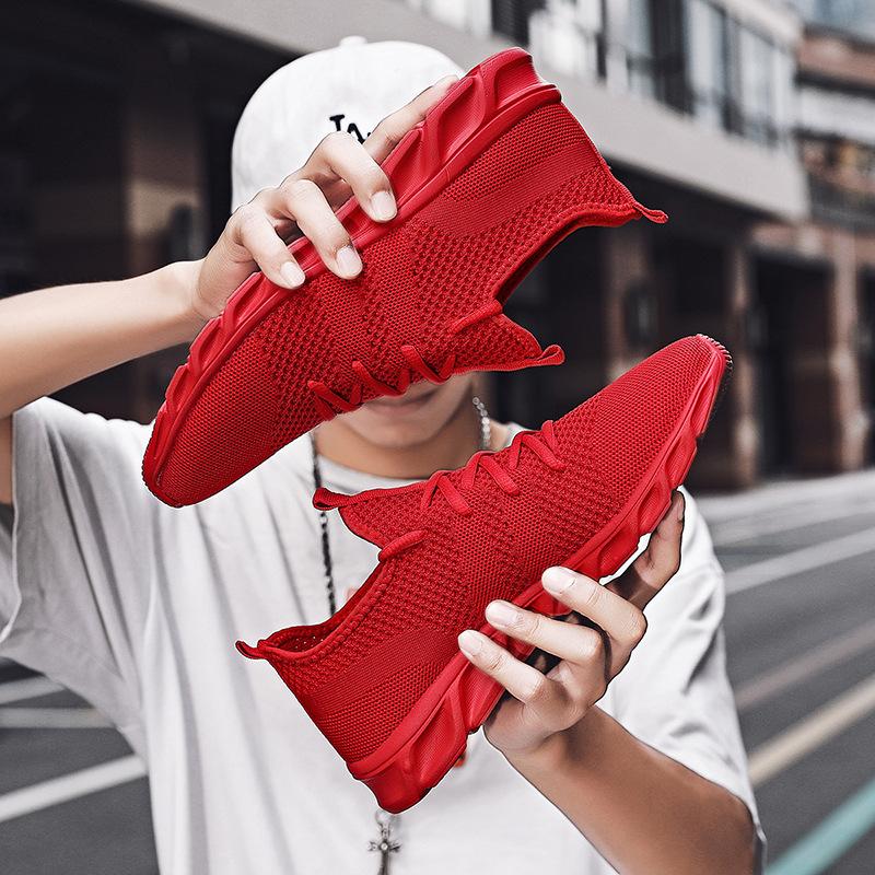 Men's Breathable Knitted Running Shoes, Casual Shoes, Men's Shoes, Spring And Summer Flying Woven Mesh Jogging Shoes