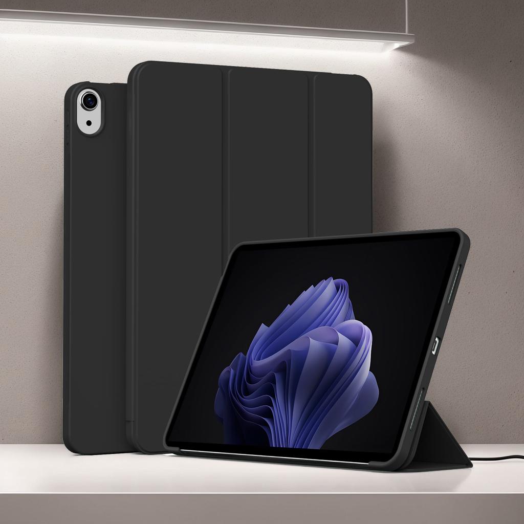 

для iPad (А16) Чехол-книжка с тройной подставкой для iPad 11-го поколения 11 дюймов 2025 / 10-го поколения 10,9 дюйма 2022 с мягкой задней крышкой из ТПУ чёрный