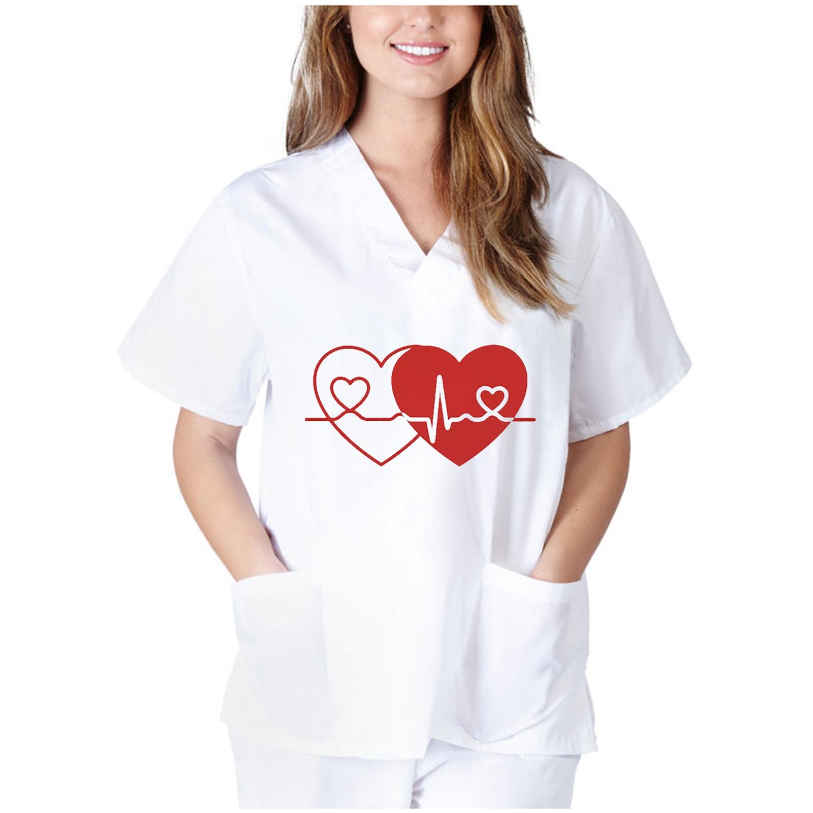 Women Short Sleeve V-neck Tops  Working  T-shirts XL белый