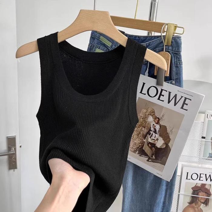 French Chic U-Neck Knitted Camisole Top