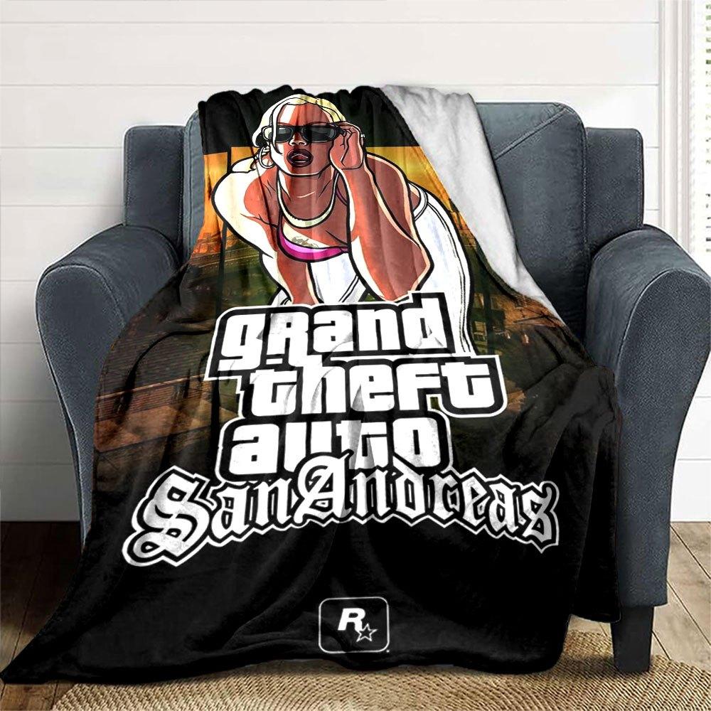 1 Stück Grand Theft Auto Weiche Flanelldecke mit Designer-Print Eine kuschelige Decke für alle Jahreszeiten, perfekt für das Sofa, Bett, Büro