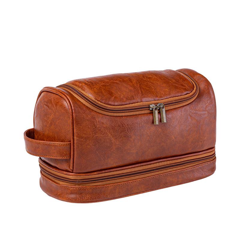 

PU Leather Travel Toiletry & Makeup Bag with Dry/Wet Separation, for Men & Women - Hanging Wash Bag коричневый