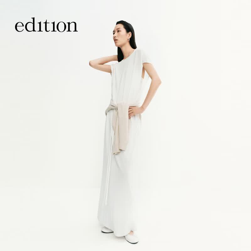 Edition Cotton Hemp Drawstring Knit Maxi Dress