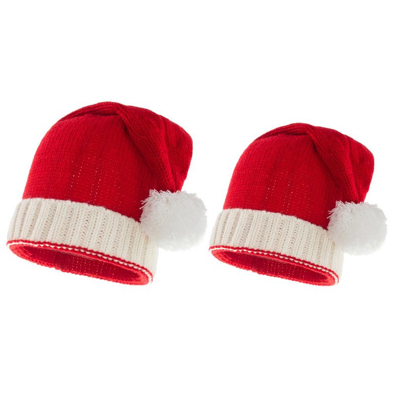 Knitted Parent-Child Christmas Hat Outfit - Machine-Woven Santa Claus Design for the Season