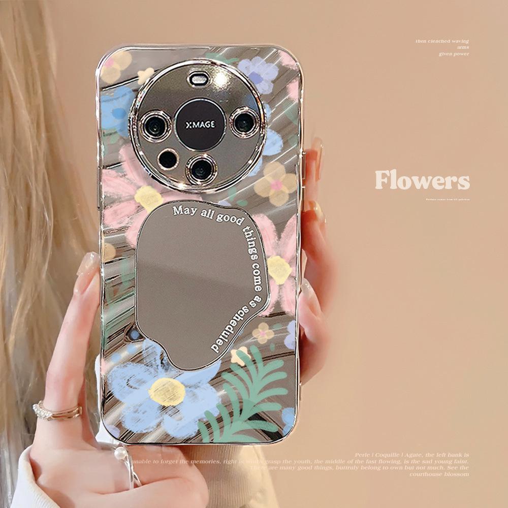 

Зеркальный чехол для телефона для iPhone 16 11 13 14 для 16 Pro 12 13 15 16 Pro Max для Samsung A15 A16 A35 A55 Милый чехол для телефона с облаком, цветком и щенком с гальваническим покрытием iPhone 11 Pro Max серебряный