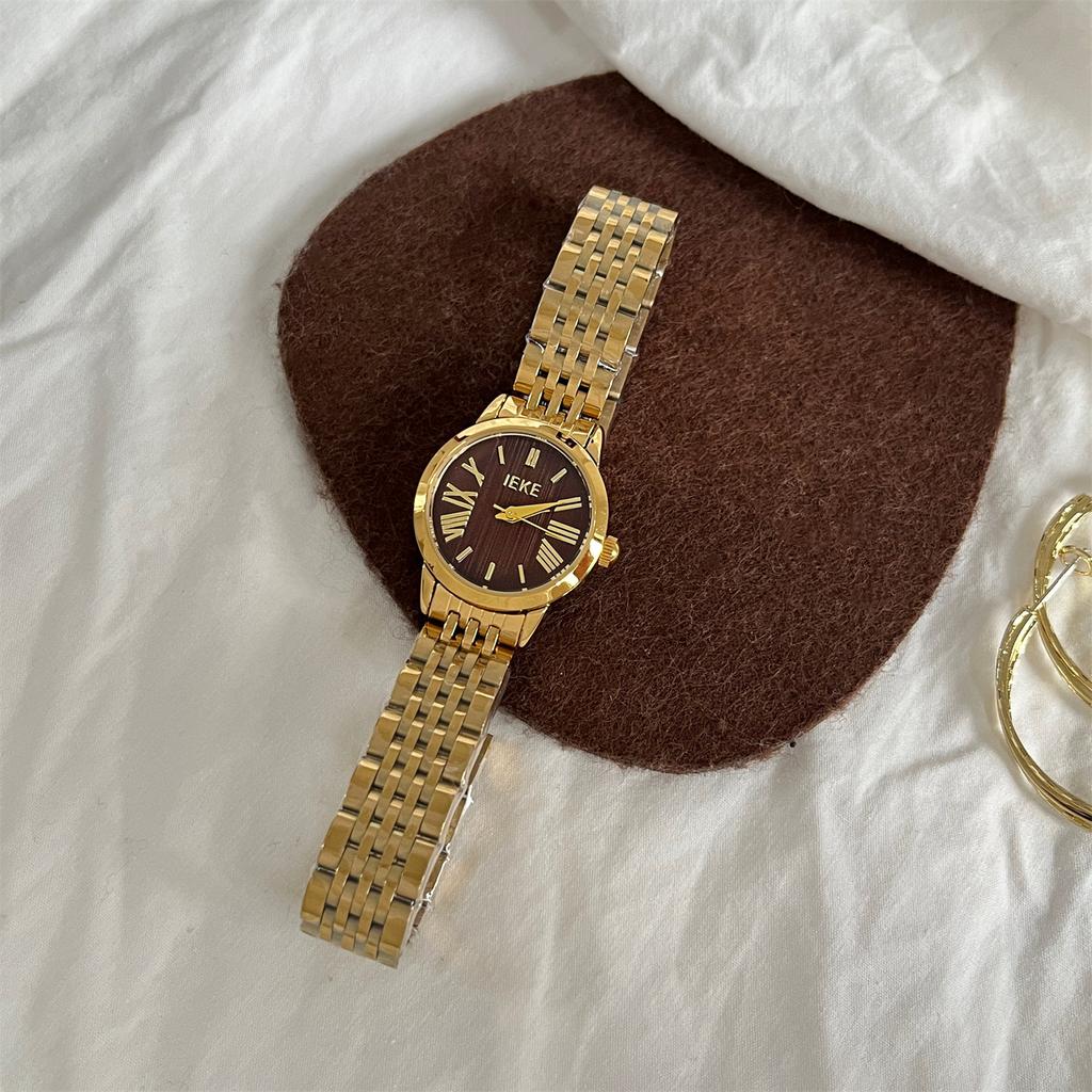Original women's watch with a light luxury retro designsmall round dialhigh-end retro steel band, quartz watch, a gift for women