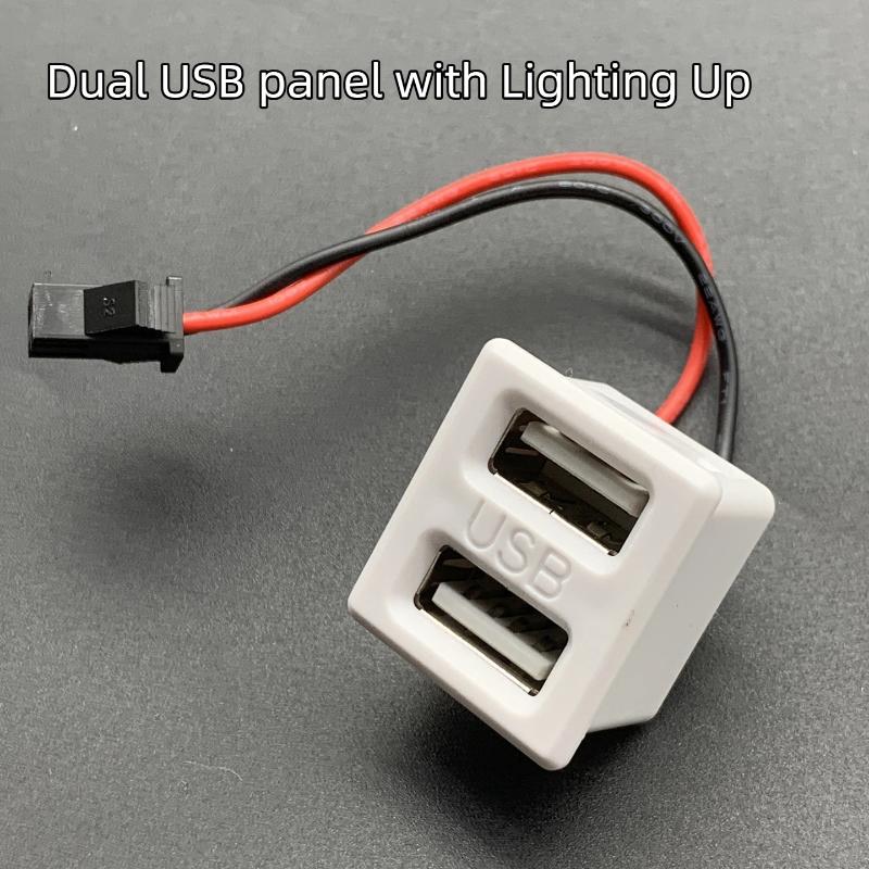 Dual Port USB C Charging Power Socket Double Layer Female Base Fast Charging with USB Reading Lamp for Travel Use