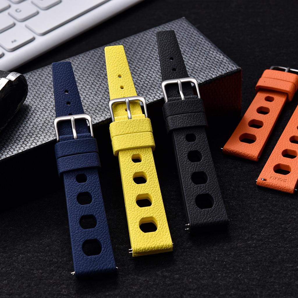New Design Fluororubber FKM Watch Strap 20mm 22mm Tropical Strap Quick Release Watch Band For Traditional DivingWatch Accessorie