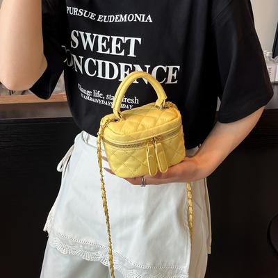 Textured Diamond Plaid Shoulder Bag Women's Bag 2025 New Chain Crossbody Bag Small Fragrance Style Fashion Box Bag Texture Retro