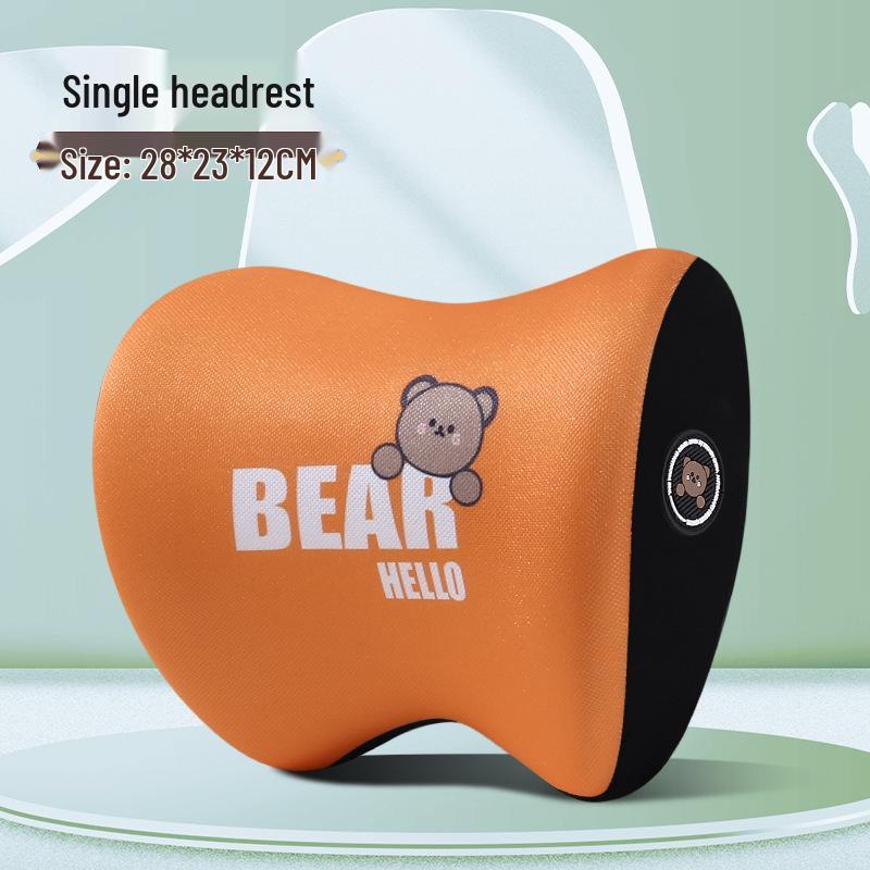 Cartoon Bear Memory Foam Lumbar & Headrest Pillow Set for Car