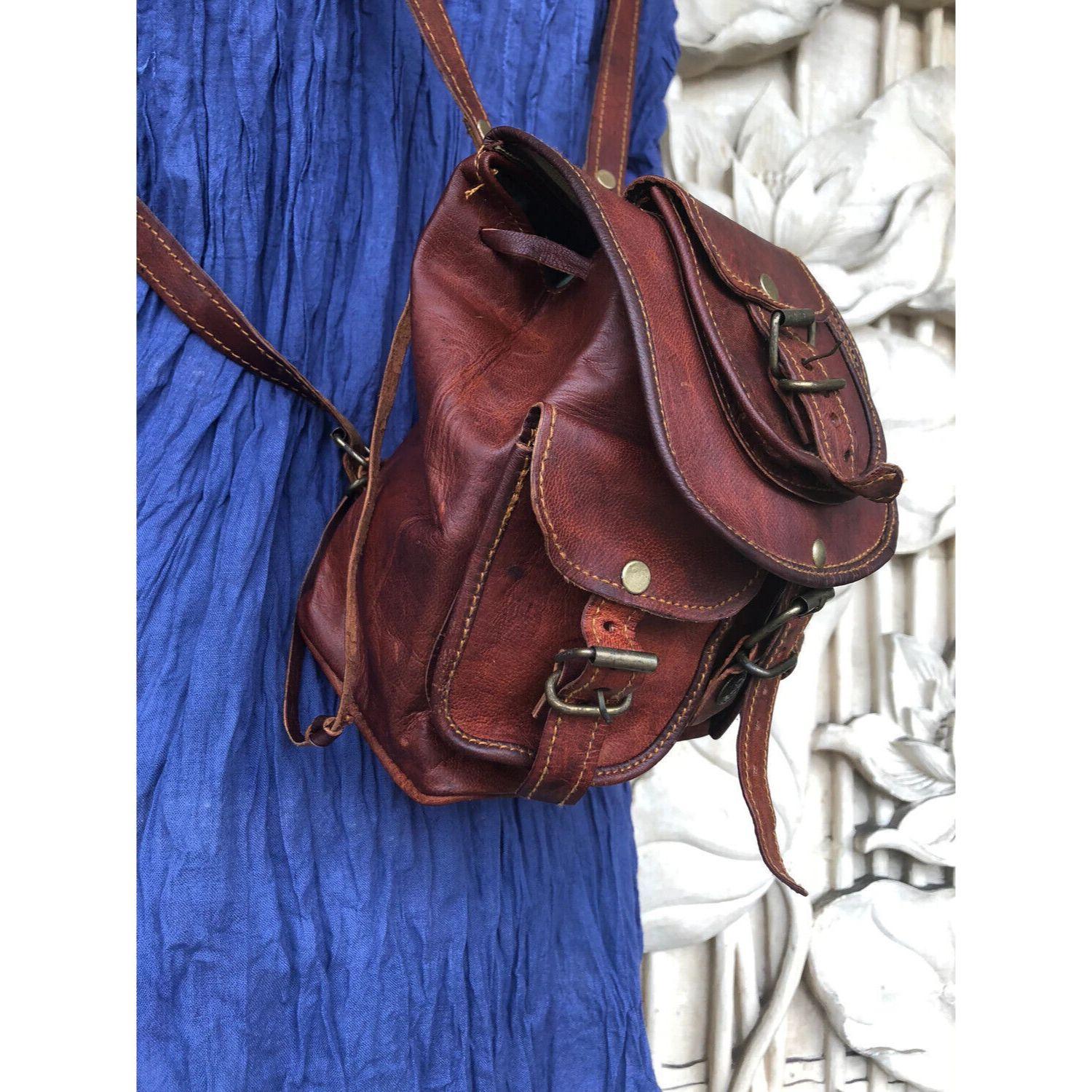 

Женский винтажный рюкзак из мягкой кожи, коричневый рюкзак, сумка через плечо 11 in коричневый