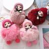 Cute Plush Keychain Imitation Rex Rabbit Fur Ball Keyring Big Eye Doll Pendant  Car Bag Charm