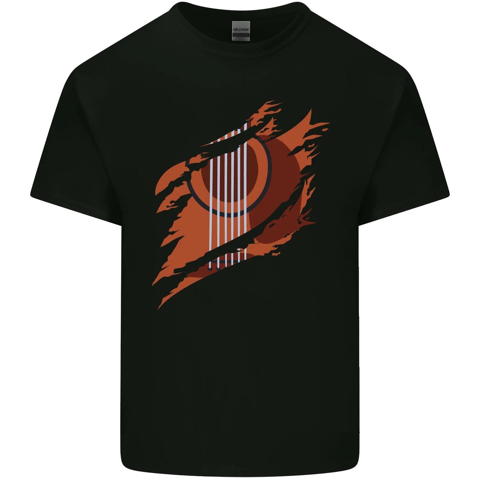 Ripped Torn Acoustic Guitar Music Funny Kids T-Shirt Childrens L
