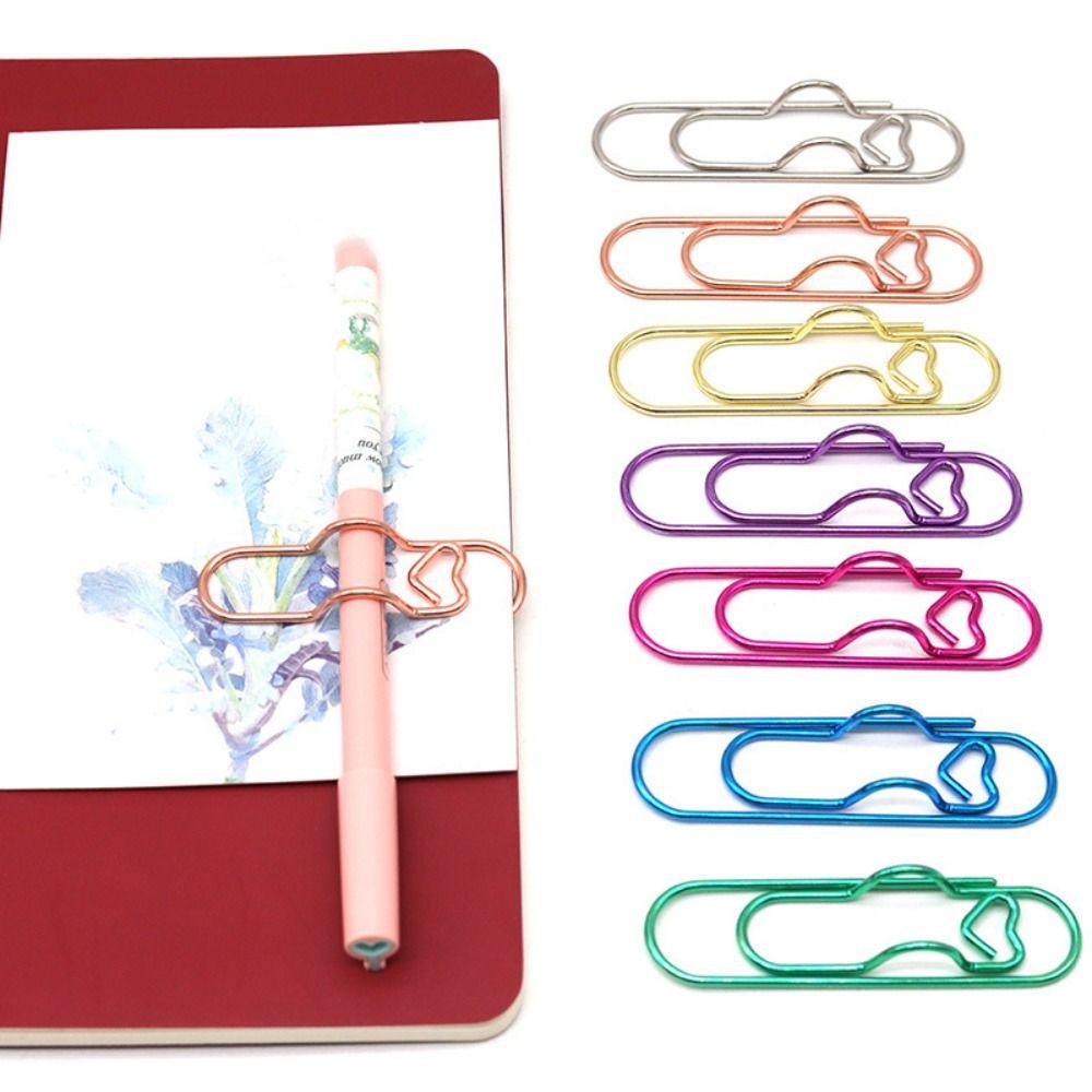 10pcs Paper Fix Clips Paper Clips Colorful Bookmarks Office Multi-functional Pen Holder  Metal