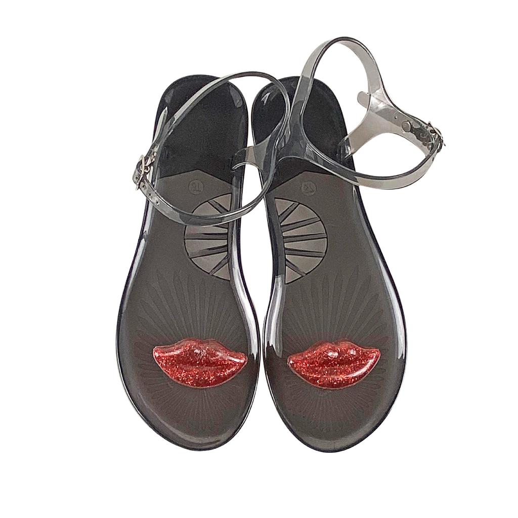 New Sandals Sexy Lips New Fruit Sandals Women's Non-slip PVC Jelly Flat Sandals Outside