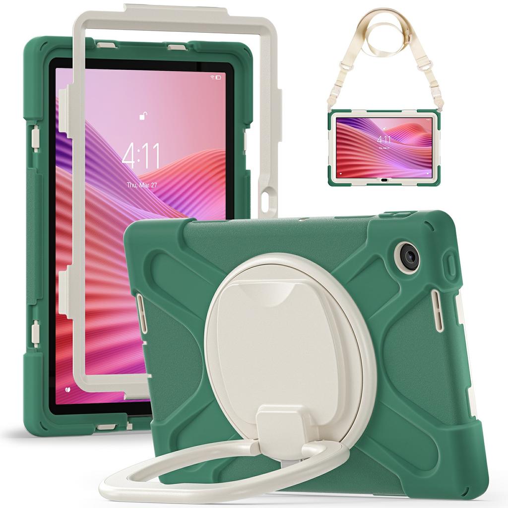 For Lenovo Tab 10.1 (2025) TB311XU2/Zhaoyang K10C Case with Shoulder Strap TPU + PC + Silicone Kickstand Tablet Cover