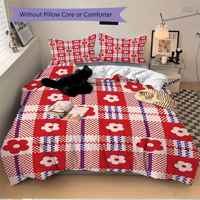3Pcs Floral Pattern Printed Bedding Set, Breathable And Soft, Machine Washable, Christmas Gift, Suitable for Bedroom Decoration, 15153