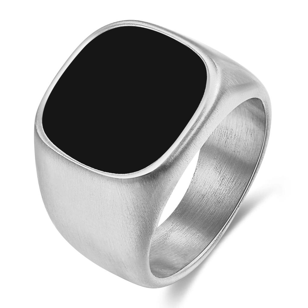 VQYSKO Men's Ring Punk Rock Smooth 316L Stainless Steel Signet Ring For Men Hip Hop Party Jewelry Male Wedding Anel