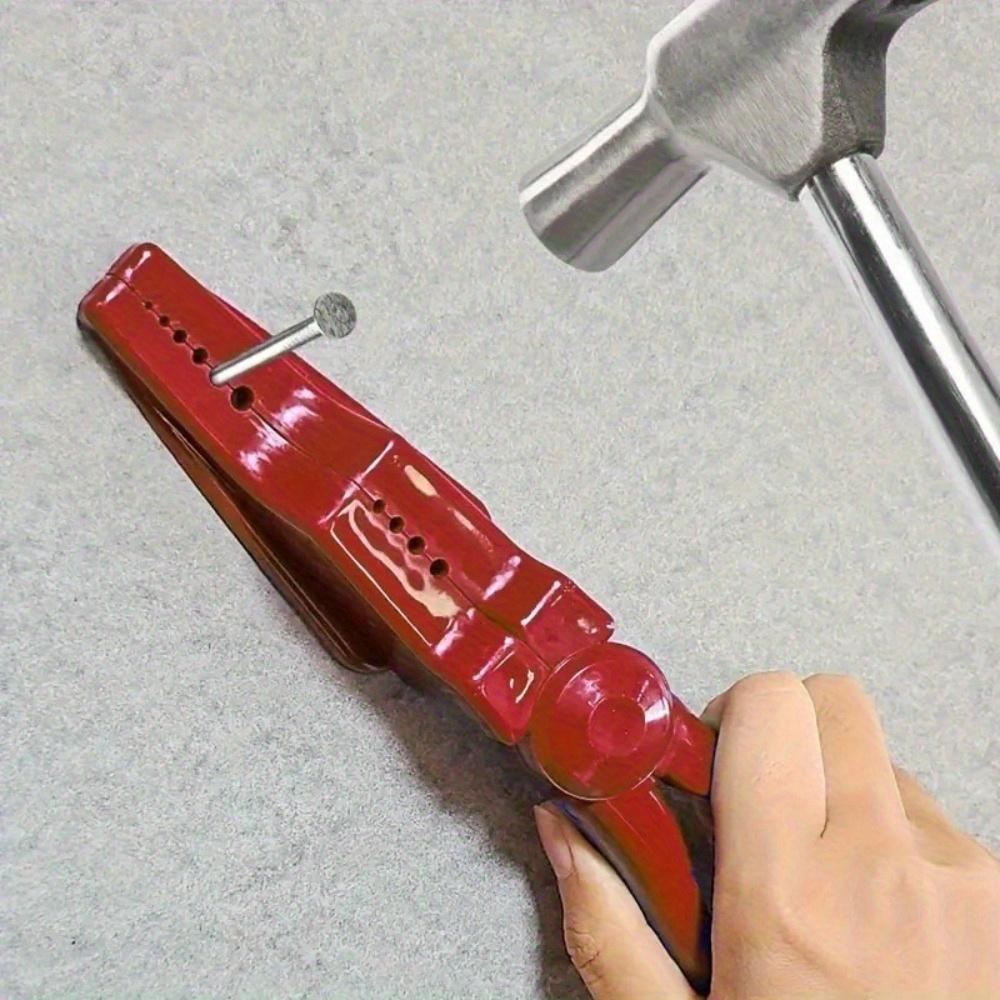 Nail driving pliers anti-hammer device, nail fixing tool, nail safety clamp finger protector, hammering and repositioning screws