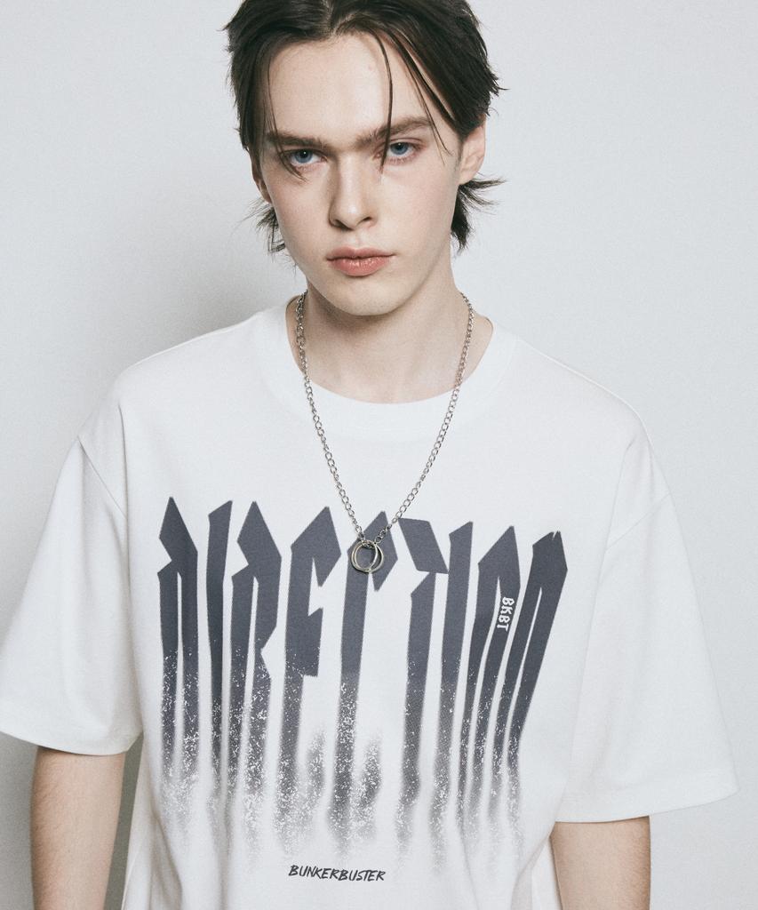 BUNKERBUSTER Shadow Gradient Typography Short Sleeve T-Shirt Mq2Tu255_Off White