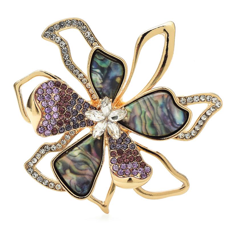 

Flowers Badge for Women Rhinestone Enamel Double-layer Plants Party Office Brooch Pin Gifts