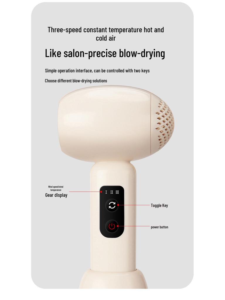 Wireless Handheld Hair Dryer for Students & Children - Gentle Temperature for Hair Care