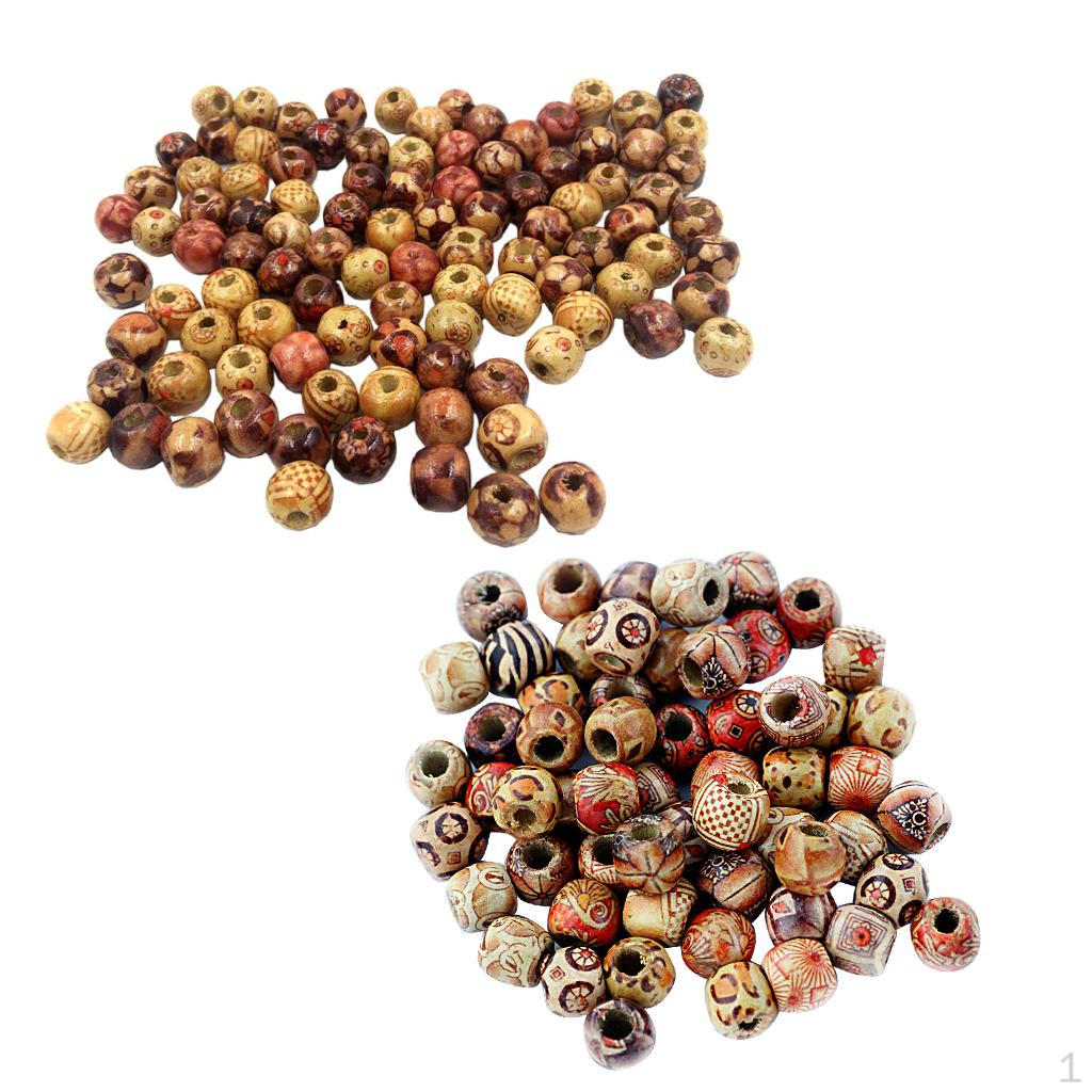 

200 шт. Деревянные бусины с принтом 10 мм 12 мм Свободные деревянные для изготовления ювелирных изделий DIY Браслет Ожерелье Волосы