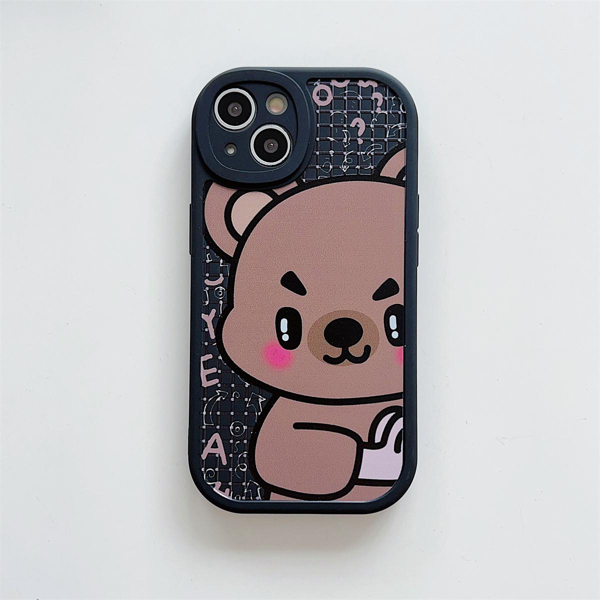 

Милый маленький бурый медвежонок, маленький белый кролик, мягкий чехол из ТПУ, модный чехол для телефона для iPhone, Samsung Vivo, Xiaomi Oppo Infinix Xiaomi Redmi Note 13 (5G) чёрный