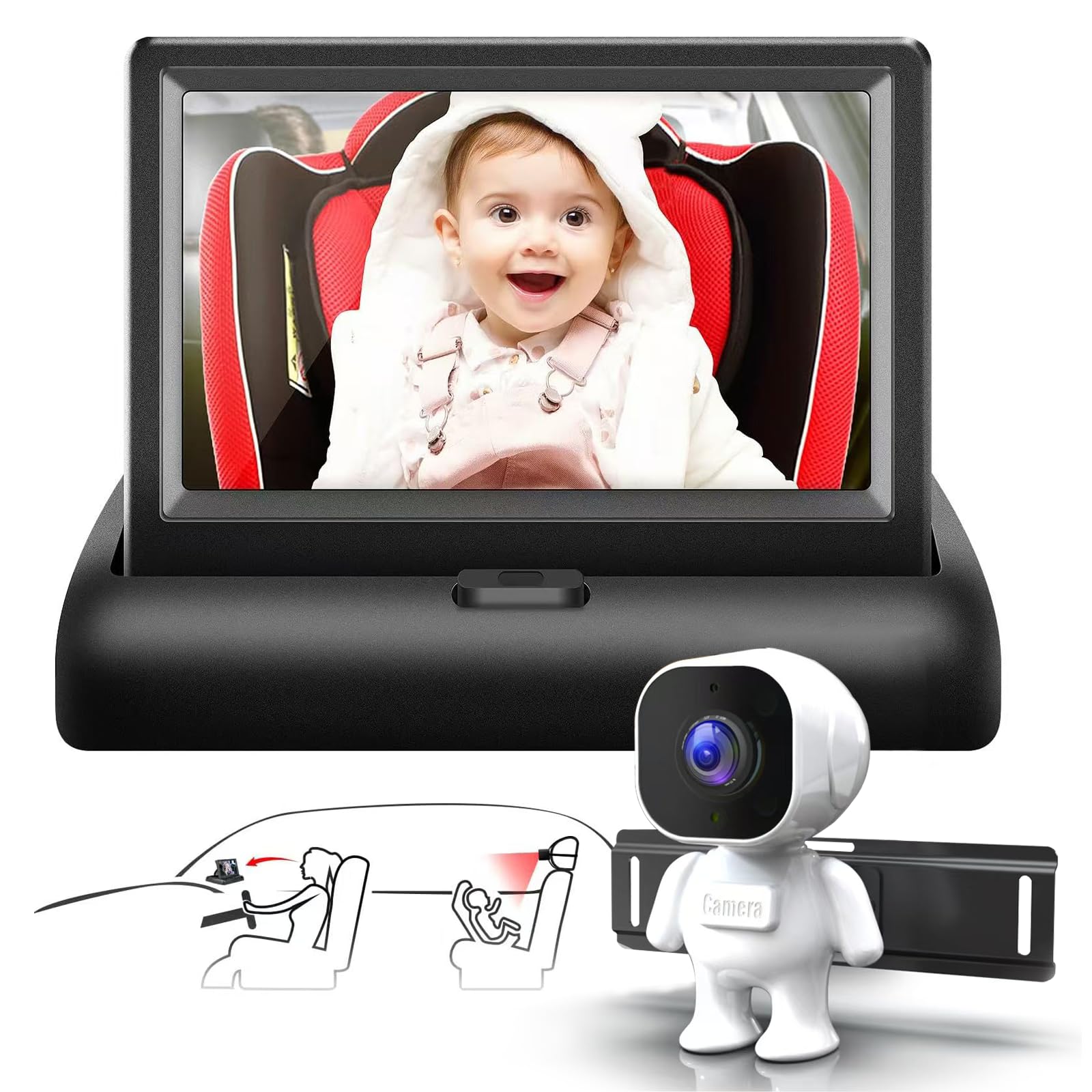 

LifeZone Baby Car Stroller Mirror See Your Baby in the Backseat with Night Wide View Mirror 12V Cigarette Lighter Easily Monitor Your Includes