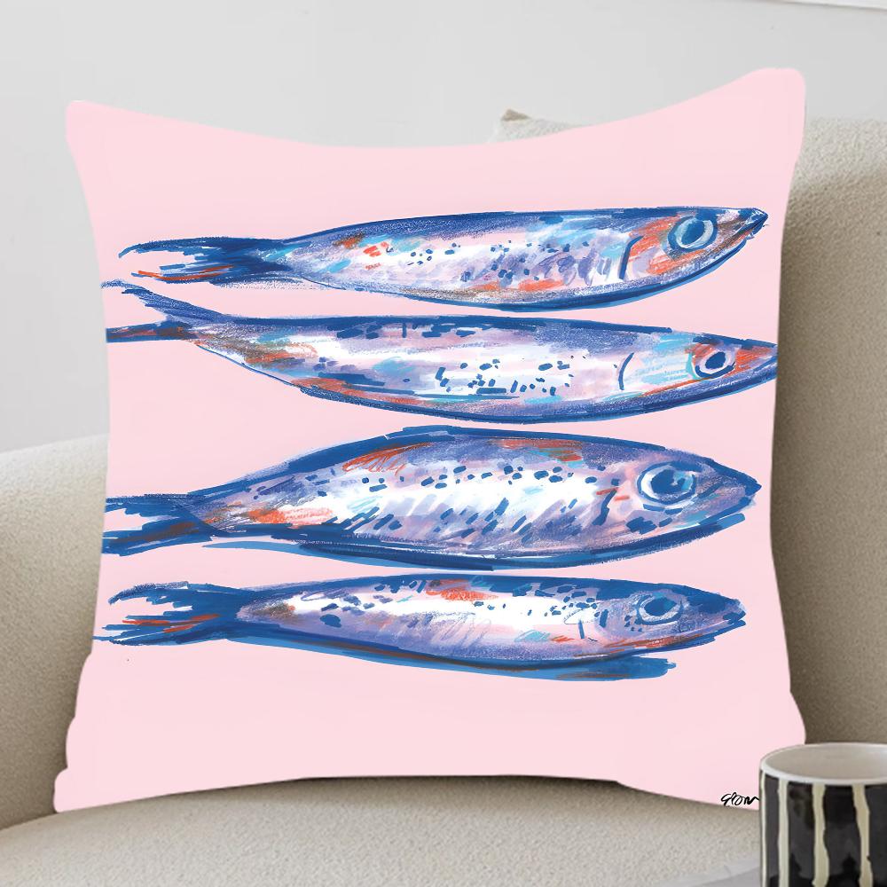 Federa Colorata Sardina Aragosta Granchio Pesce Oceano Toon Regalo Copricuscino Camera da Letto Casa Divano Sedia Seduta Decorazione Federa