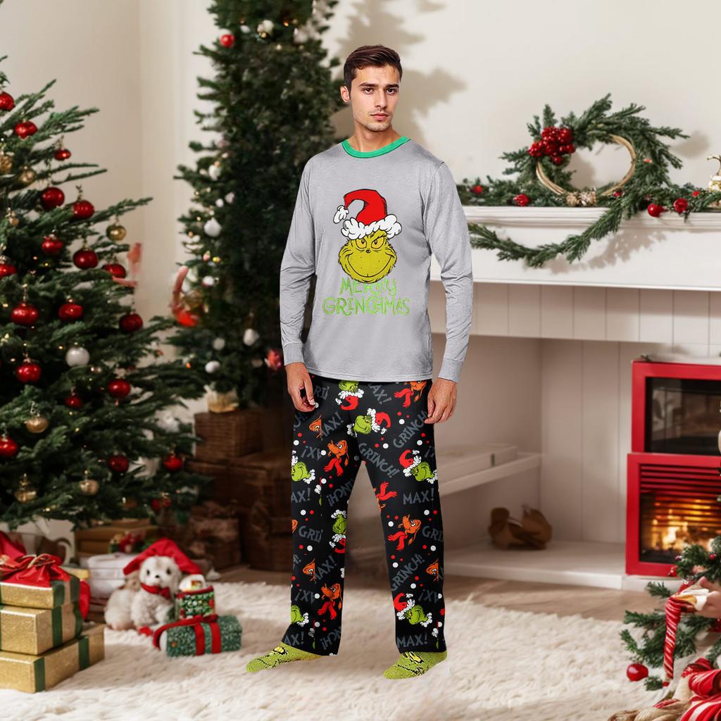 Parent-child Christmas Print Home Suit Long-sleeved Top And Pants