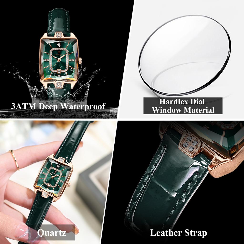 POEDAGAR Fashion New Women Clock Leather Waterproof Date Casual Woman Wristwatch Quartz Rectangle Elegant Women's Watches Reloj