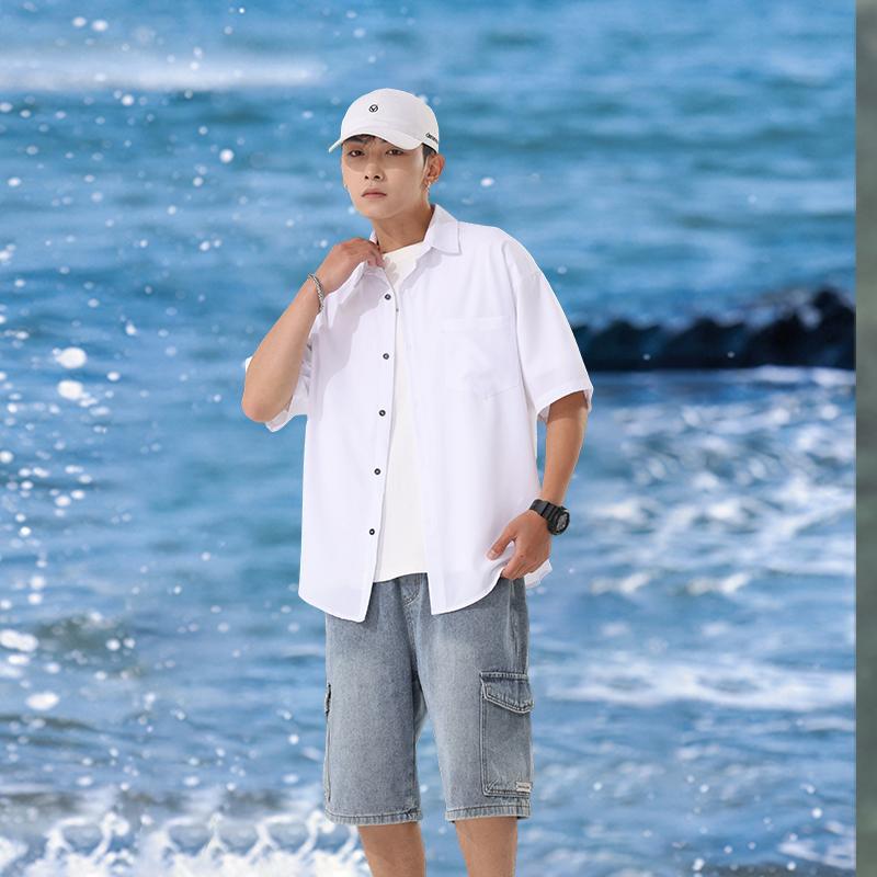 Summer Shirt Men's Thin Loose Casual Short Sleeved Shirt Jacket