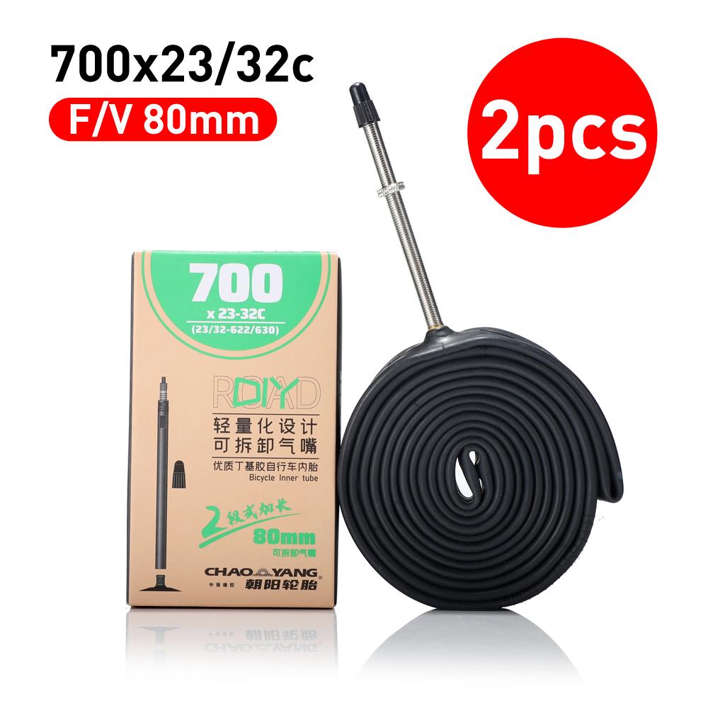 CHAOYANG bicycle inner tube 700c Bicycle camera 700x23c/25c/28c/32c/35c/38c/45c Schrader Presta Detachable air nozzle 700x23-32c FV80 x2