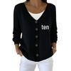 V-Neck 5-Button Printed Cardigan Sweater