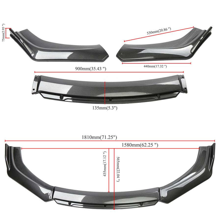 1set Front Lip Chin Bumper Body Kits For Car Universal