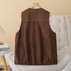 Plus Size Women's Suede Velvet Round Neck Cardigan Vest - Slimming, Versatile Spring Top