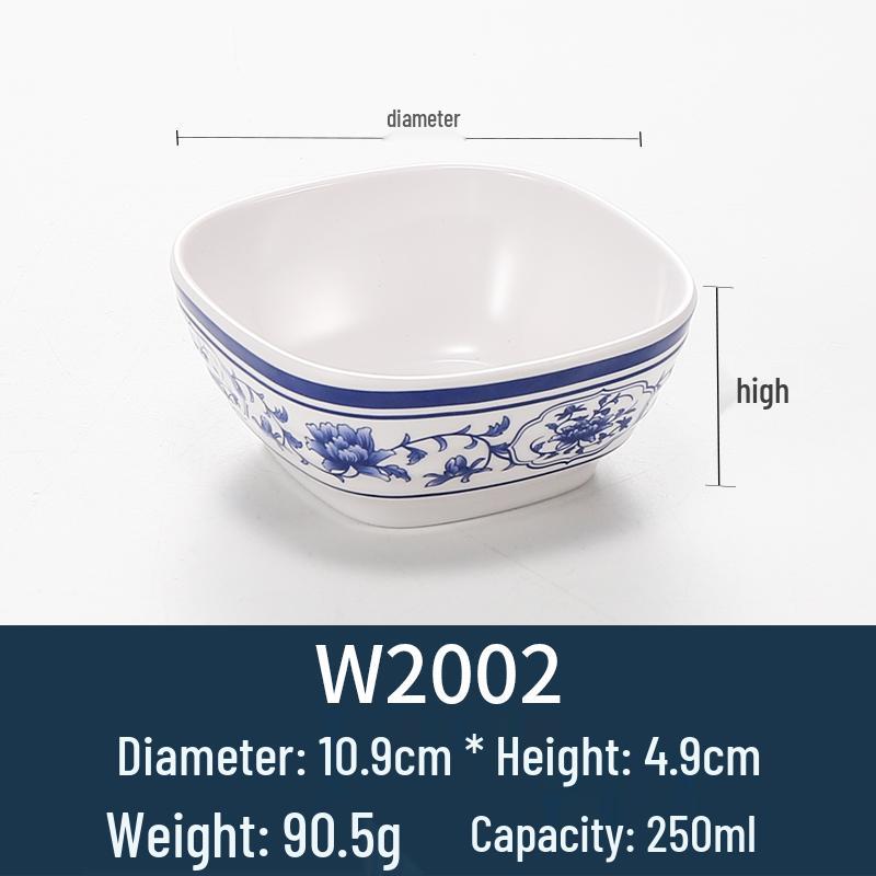 Melamine Blue & White Porcelain-Style Small Bowl for Seasoning, Rice, Porridge, Soup - Ideal for Hotels & Restaurants
