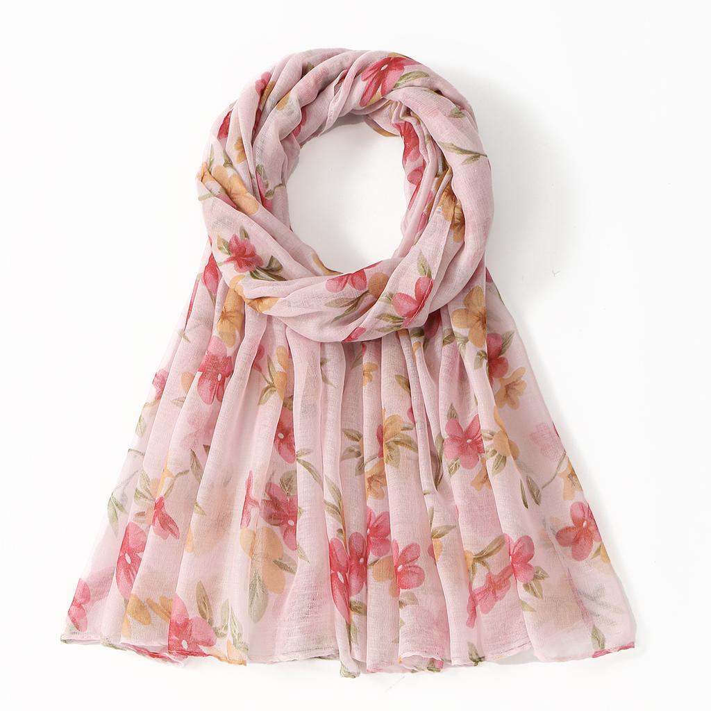 Colorful Printed Shawl Muslim Soft Premium Cotton Voile Hijab Scarf Women Fashion Floral Printed Viscose Hair Wrap Headscarf