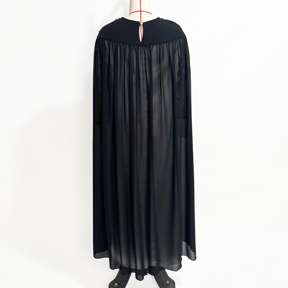 Haina de dama Frunze alb-negru Broderie din plasa Pelerina de moda Fals doua piese Rochie musulmana lejera