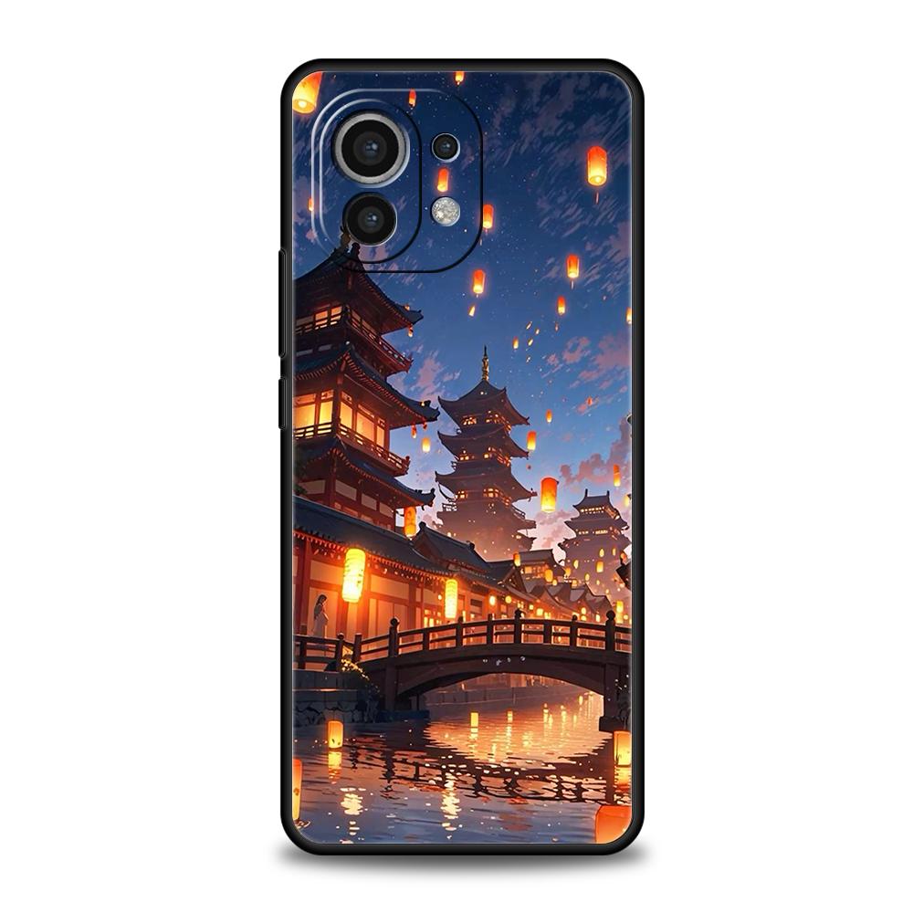 Phone Case Cover for Xiaomi Poco F7 F6 F5 F4 F3 X7 X6 X5 X4 X3 NFC M4 C51 C55 GT Pro 5G Soft TPU Chinese Architecture Landscape