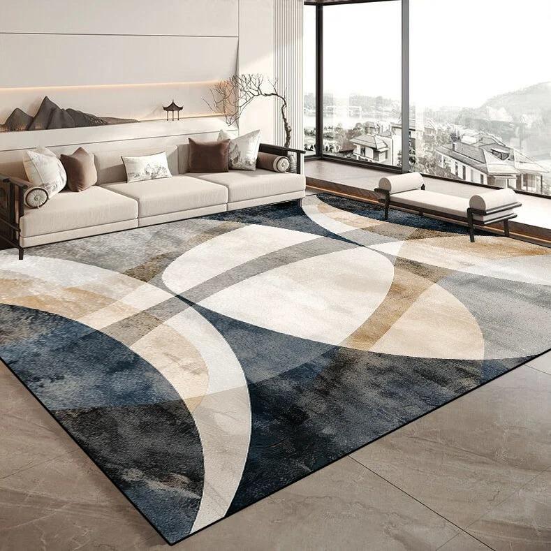 Tappeto Nordico Arancione Marrone per Soggiorno, Decorazione Lusso Leggero, Facile da Pulire, Tappeti Morbidi per Camera da Letto, Tappetino Antiscivolo