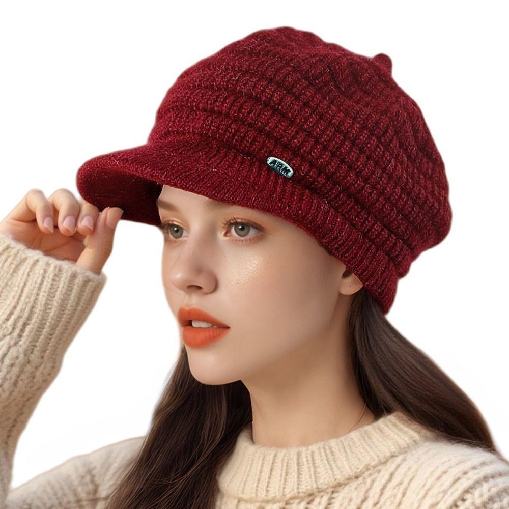 Solid Color Beanie Cap Wool Snow Ski Caps Fashion Newsboy Beret  Winter