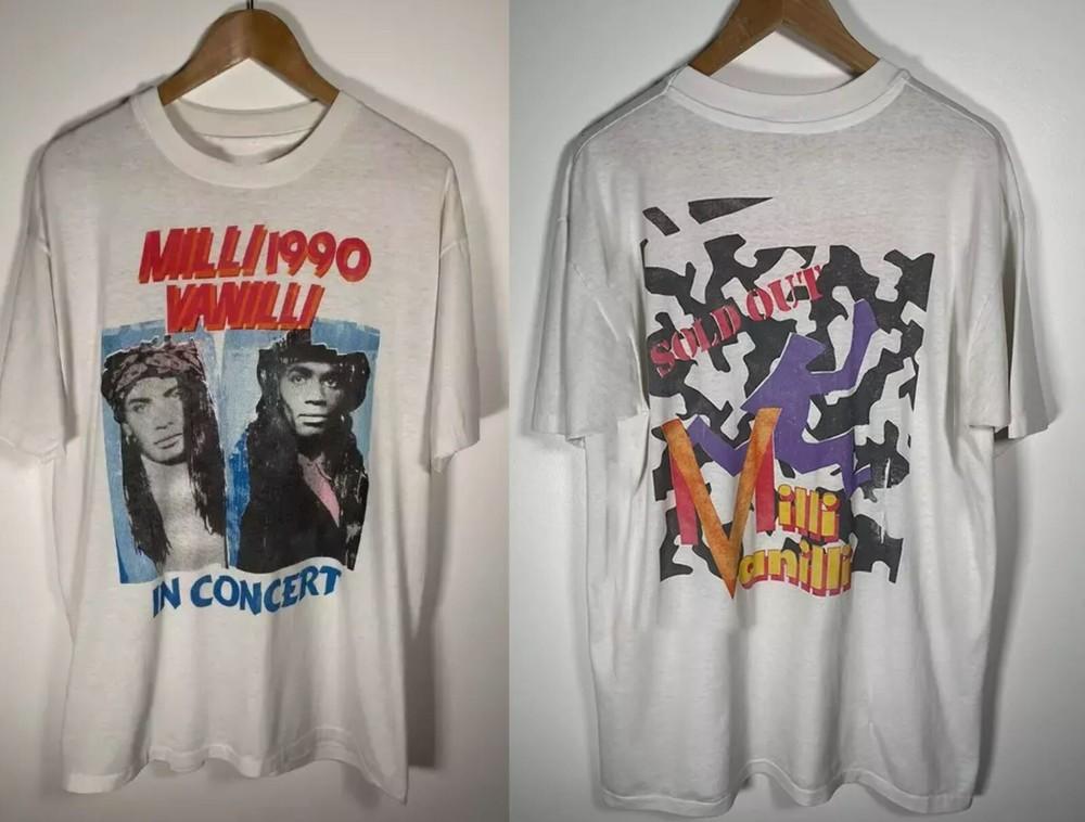

MILLI VANILLI Band IN CONCERT 2 Sided Unisex Cotton TShirt Unisex T-Shirt S