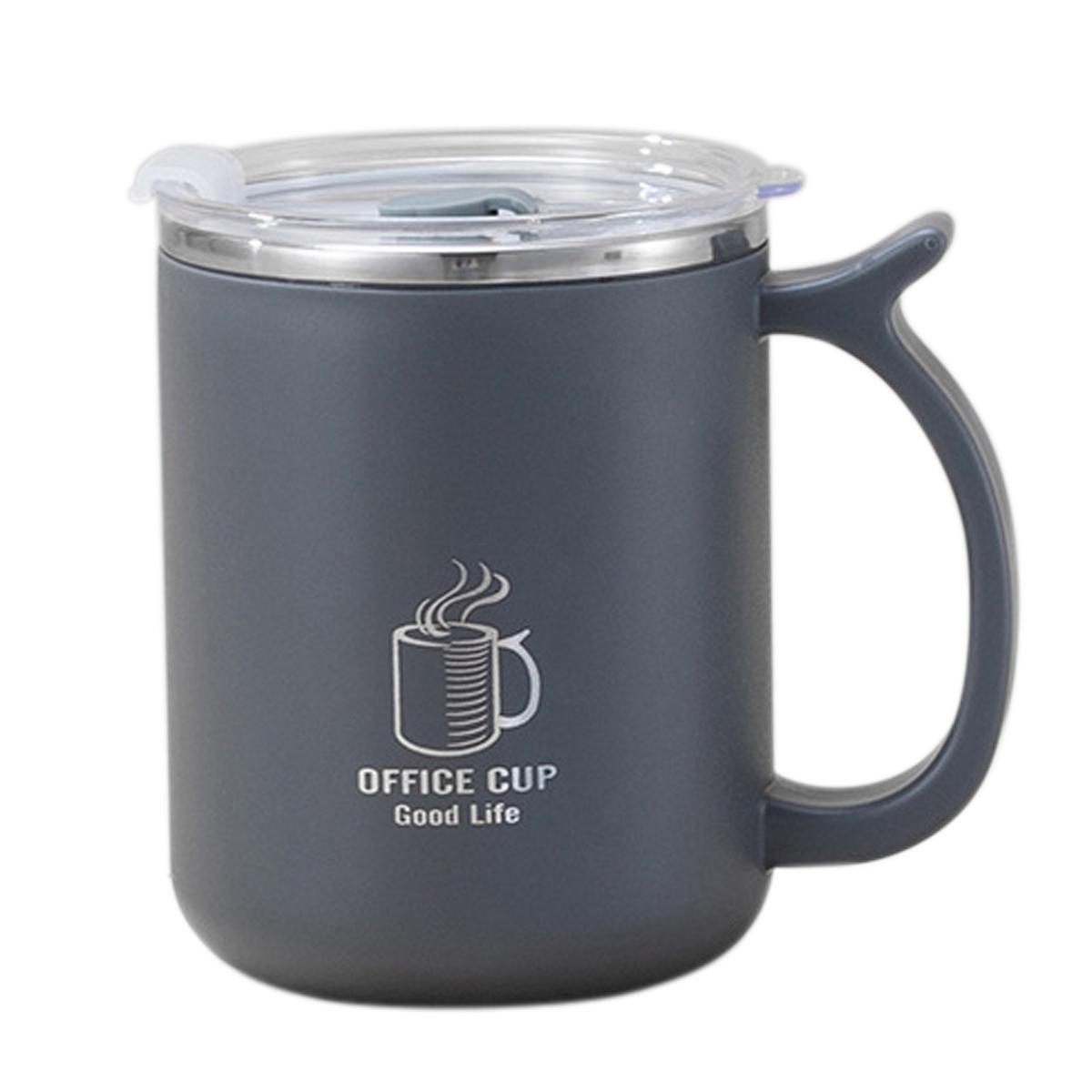 

500 мл Термокружка для молока и кофе с ручкой, 304 нержавеющая сталь, двухслойная изоляция, герметичная чашка для питья, посуда для напитков 401-500ml серый