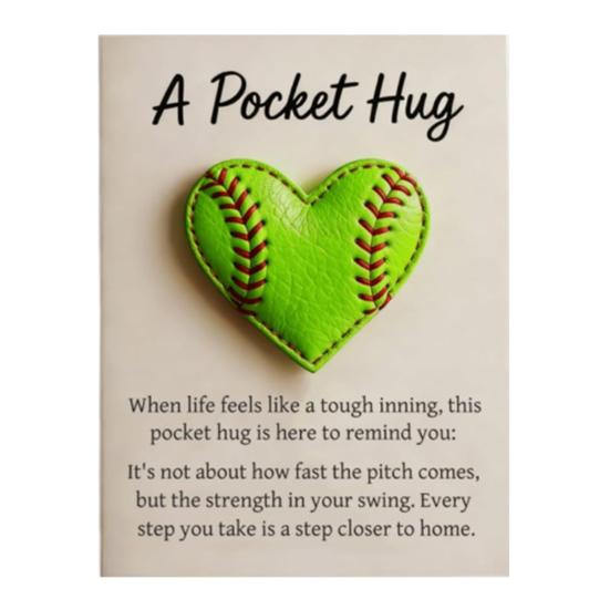 Golf Pocket Hug with Card Heart-Shaped Softball Golf Ball Pocket Hug Token Encouragement Keepsake Gift for Softball Lovers Golfers Sports Enthusiasts